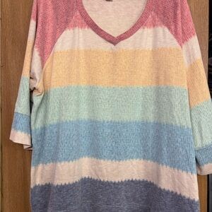 CJ Banks Multicolor V-Neck Sweater